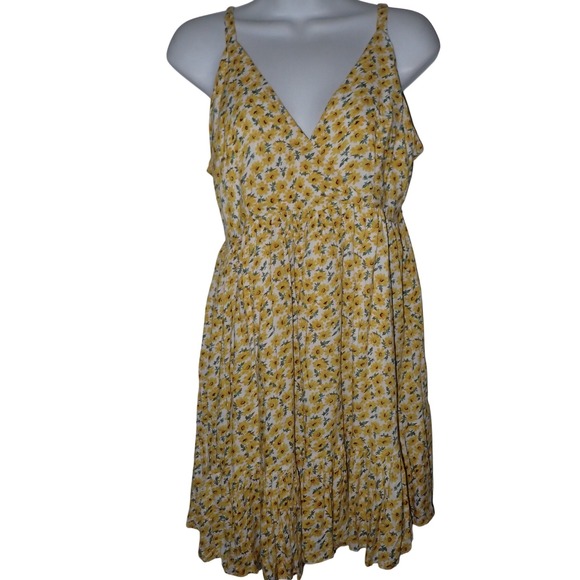 Indikah Sunflower Sun Dress Women L Sleeveless Strappy V Neck Mini Party‎ - Picture 1 of 6